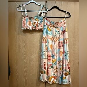 Anthropologie x Paper Heart Colorful Tropical Print Two-Piece Set